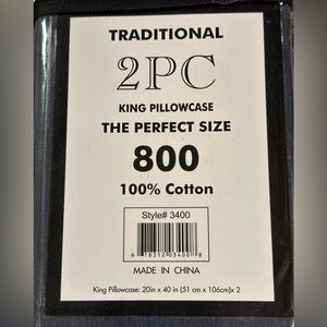 TRADITIONAL 2Pc KING PILLOWCASE block piping denim/navy